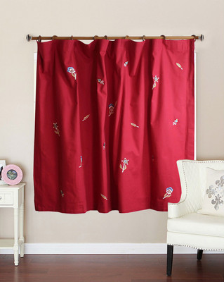 60% OFF on MilanoHome Cotton Red Embroidered Eyelet Curtain