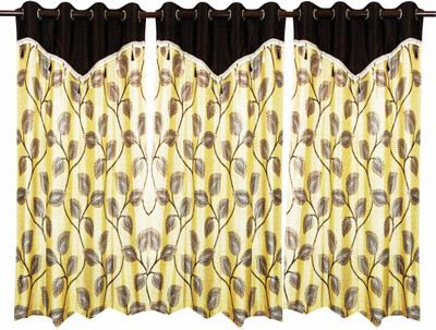 79% OFF on Zikrak Exim Polyester Brown Checkered Eyelet Curtain