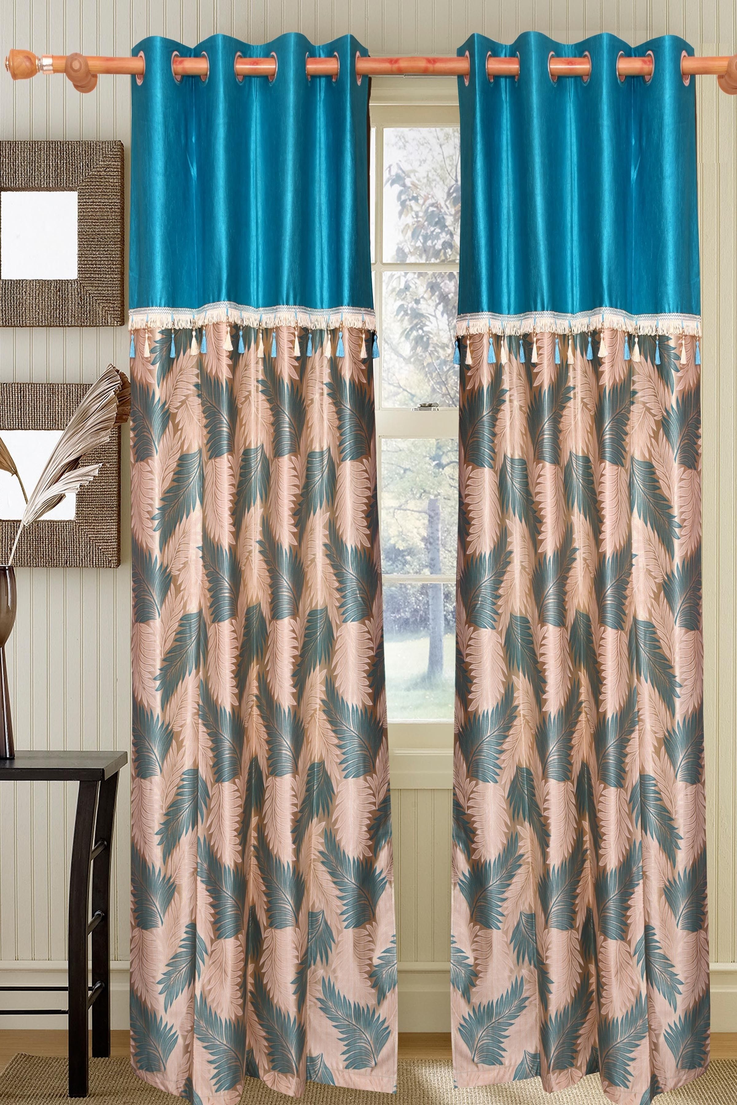 42% OFF on Vrinda Polyester Blue Solid Eyelet Curtain