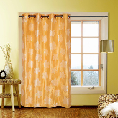 40% OFF on Kings Polycotton Gold Self Design Eyelet Curtain