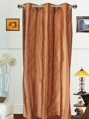 58% OFF on Dekor World Polyester Orange Damask Eyelet Curtain