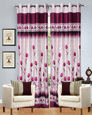 67% OFF on Hargunz Polyester Lavender Floral Eyelet Curtain