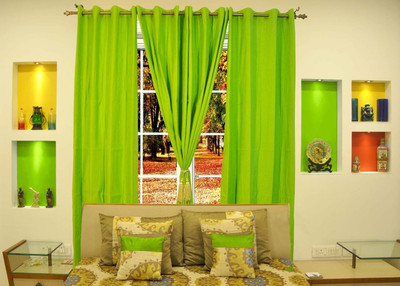 55% OFF on Ariana Cotton Green Printed Eyelet Curtain