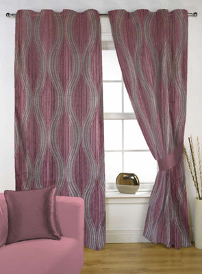 55% OFF on Delight Polycotton Pink Floral Eyelet Curtain