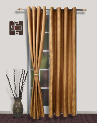 40% OFF on S9home by Seasons Polyester Brown Geometric Eyelet Curtain