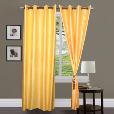 53% OFF on Madhav Product Polyester Yellow Abstract Eyelet Curtain