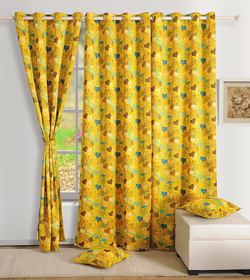 21% OFF on Swayam Satin, Silk Multicolor Printed Ring Rod Curtain