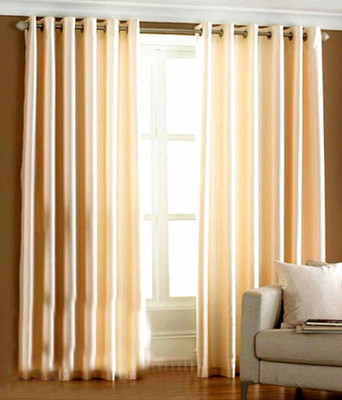 54% OFF on White Wave Polyester White Solid Tab Top Curtain