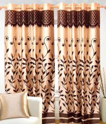 58% OFF on Hargunz Polyester Brown Abstract Eyelet Curtain