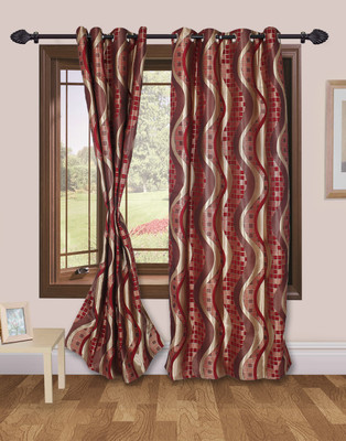 49% OFF on VS Collection Polyester Maroon Abstract Eyelet Curtain