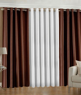 66% OFF on HomeZaara Polyester Brown, Black Solid Eyelet Curtain