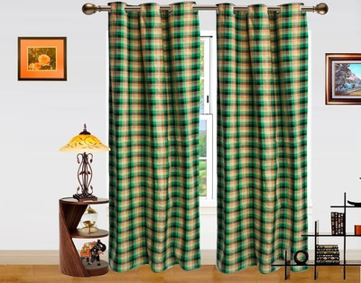30% OFF on Dekor World Polyester Door Curtain Pack of 2, 698 cm/275 inch in Height, Beige, Green