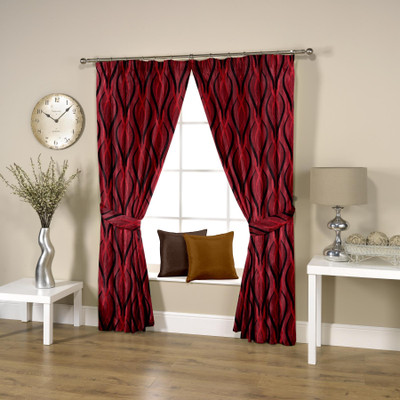 65% OFF on Threadmix Polyester Maroon Abstract Eyelet Curtain