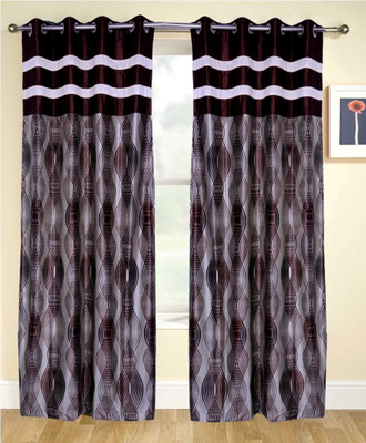 36% OFF on Fresh From Loom Polycotton Brown Self Design Eyelet Curtain