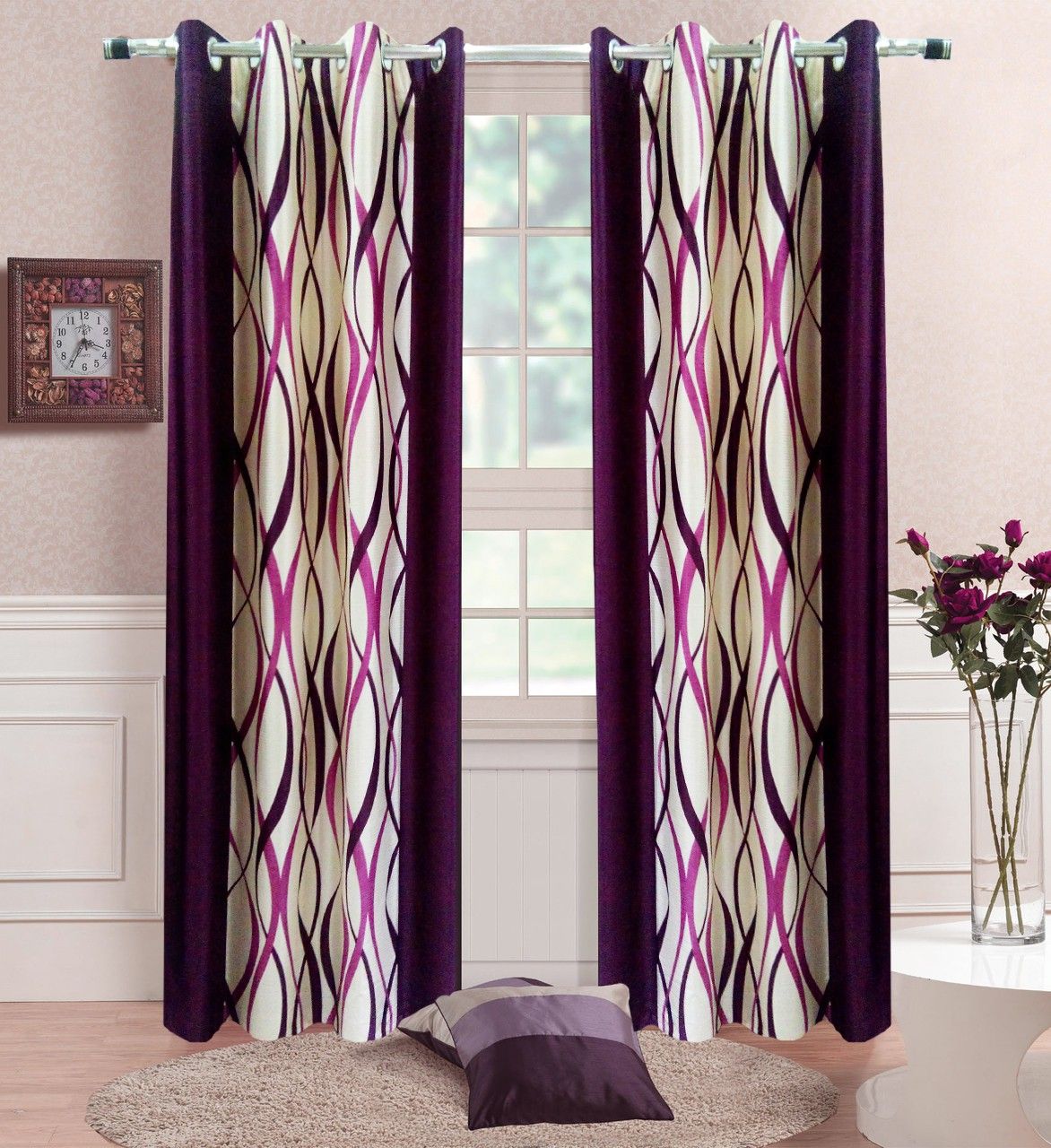 62% OFF on Homefab India Polyester Lavender Geometric Eyelet Curtain