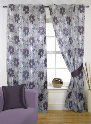 55% OFF on Delight Polycotton Multicolor Solid Eyelet Curtain