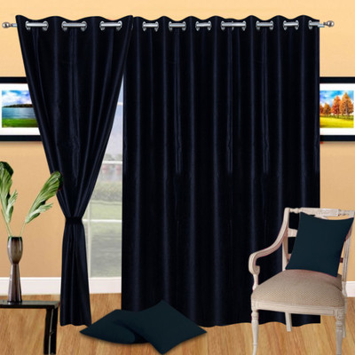 47% OFF on Handloomdaddy Polyester Black Solid Eyelet Curtain