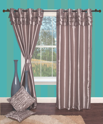Furniche Polyester Gray Striped Eyelet Curtain Furniche Polyester Gray Striped Eyelet Curtain