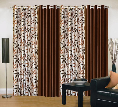 45% OFF on IWS Polyester Brown Printed Eyelet Curtain