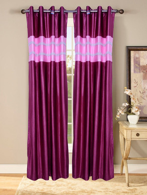46% OFF on Fresh From Loom Polycotton Pink Solid Eyelet Curtain