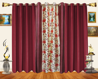 51% OFF on Decor Bazaar Polyester Maroon Solid Eyelet Curtain
