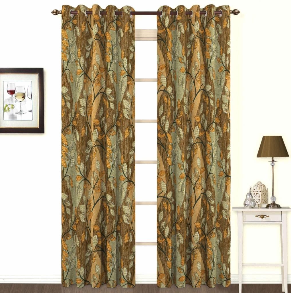 10% OFF on Skipper Polyester, Viscose, Blends Orange Floral Eyelet Curtain