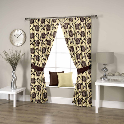 40% OFF on Threadmix Polyester Brown Floral Eyelet Curtain