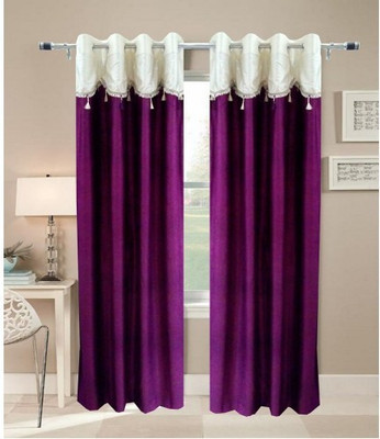 57% OFF on Shopgrab Polyester Purple, Beige Solid Eyelet Curtain
