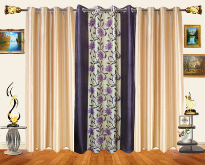 46% OFF on Decor Bazaar Polyester Beige Floral Eyelet Curtain