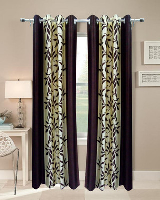 70% OFF on Homefab India Polyester Brown Self Design Eyelet Curtain