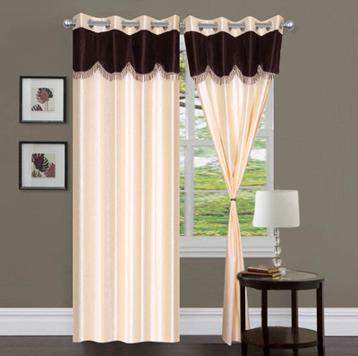 19% OFF on FabBig Polyester White Plaid Eyelet Curtain