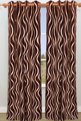 57% OFF on Vrinda Polyester Brown Striped Eyelet Curtain