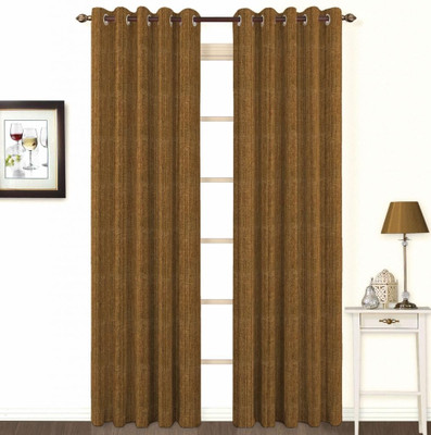 10% OFF on Skipper Cotton, Viscose Brown Floral Eyelet Curtain
