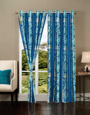 59% OFF on IWS Polyester Multicolor Damask Ring Rod Curtain