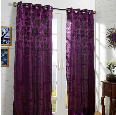 26% OFF on At Home Polycotton Multicolor Floral Eyelet Curtain