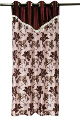 76% OFF on Zikrak Exim Polyester Brown Floral Eyelet Curtain