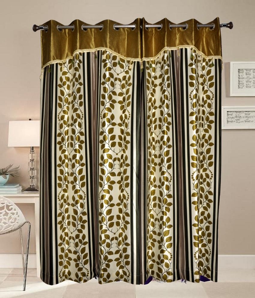 72% OFF on PHM Polyester Green Floral Eyelet Curtain