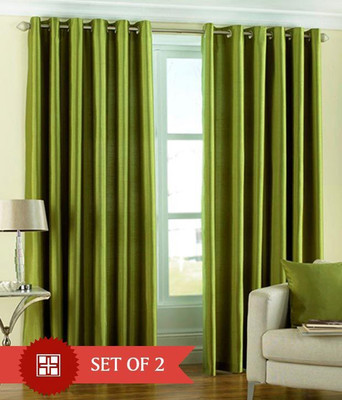66% OFF on HomeZaara Polyester Green Solid Eyelet Curtain