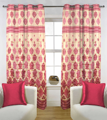 40% OFF on Kings Polycotton Maroon Floral Eyelet Curtain
