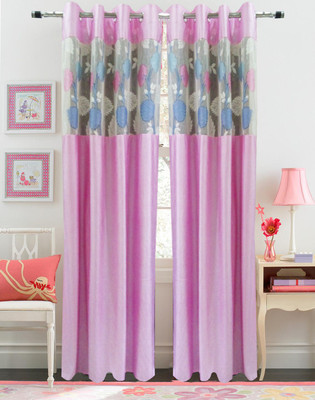 56% OFF on Homefab India Polyester Pink Floral Eyelet Curtain