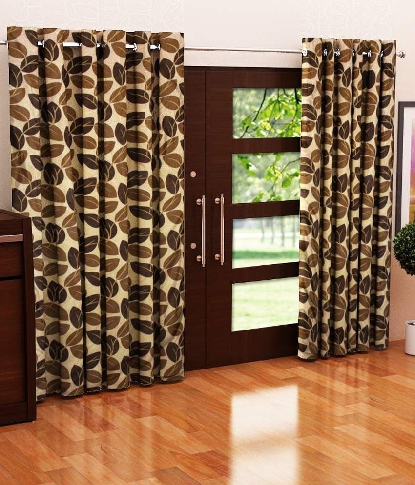 30% OFF on Hargunz Polyester Brown Solid Eyelet Curtain