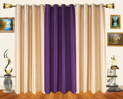 45% OFF on Decor Bazaar Polyester Beige Damask Eyelet Curtain
