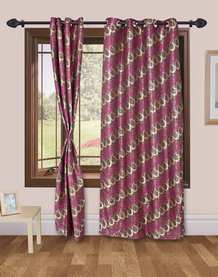49% OFF on VS Collection Polyester Pink, Purple Abstract Eyelet Curtain