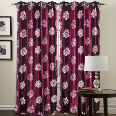 48% OFF on Hargunz Polyester Lavender Floral Eyelet Curtain