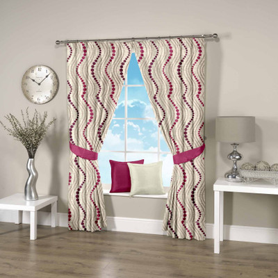 66% OFF on Threadmix Polyester Pink Abstract Eyelet Curtain