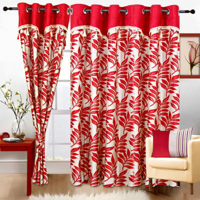 50% OFF on Cortina Polyester Red Floral Eyelet Curtain 50% OFF on Cortina Polyester Red Floral Eyelet Curtain