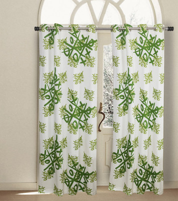 House This Cotton Green Abstract Eyelet Curtain
