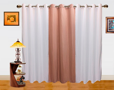 52% OFF on Dekor World Polyester Brown, White Solid Eyelet Curtain