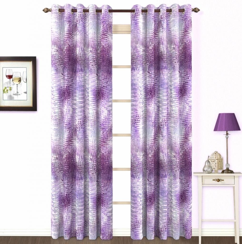 Skipper Polyester Purple Printed Eyelet Curtain