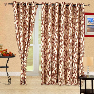33% OFF on Cortina Polyester Beige Self Design Eyelet Curtain